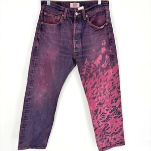 Levis 501 Custom Purple Pink Dyed Straight Leg Jeans Womens W32 L30